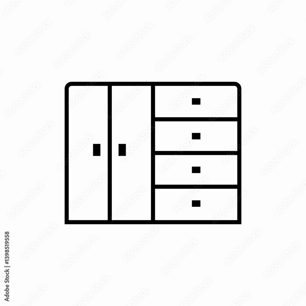 Wooden wardrobe storage icon vector sign Wooden wardrobe storage icon vector sign