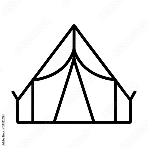 Camping tent outline vector icon illustration for outdoor adventure and recreational activities design