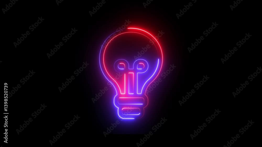 Glowing neon Light Bulb icon isolated on black background. HD Video motion graphic animation Glowing neon Light Bulb icon isolated on black background. HD Video motion graphic animation