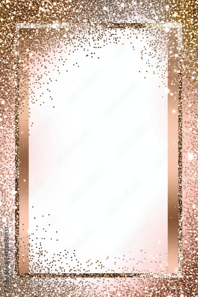Elegant e-commerce frame with soft rose gold and gold glitter accents