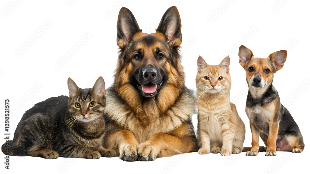 a dog and a cat sitting next to each other on a transparent background, PNG image, PNG file, Generative art. a dog and a cat sitting next to each other on a transparent background, PNG image, PNG file, Generative art.