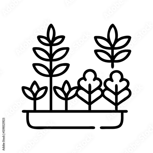 Vector graphic of a garden with plants and flowers for gardening and agriculture design needs