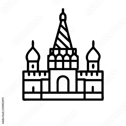 Outline drawing of st basil's cathedral moscow russia landmark architecture travel destination icon