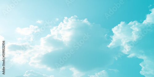 sunny sky blue light watercolor background. Aquarelle painting brush effect card paper textured canvas cloudy smoke space for text, entertaining card, template. aquamarine color graphics illustration