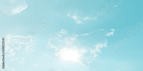 sunny sky blue light watercolor background. Aquarelle painting brush effect card paper textured canvas cloudy smoke space for text, entertaining card, template. aquamarine color graphics illustration