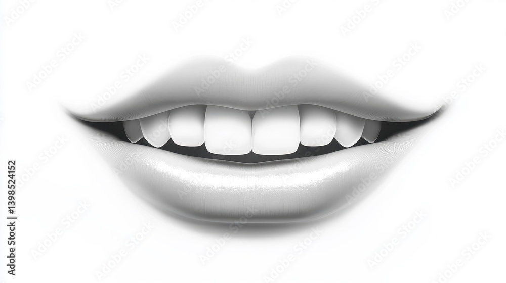 Fototapeta premium Polished Smile with Smooth Lips and White Teeth
