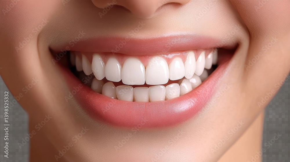 Fototapeta premium Confident Smile with Glossy Lips and Friendly Expression