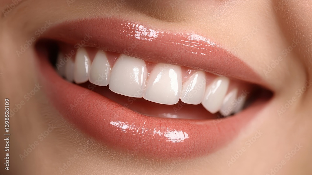 Obraz premium Bright Smile with Glossy Lips and White Teeth