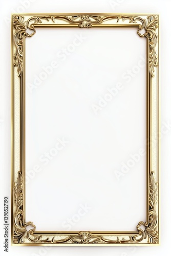 Elegant golden border frame with embossed detailing and blank center