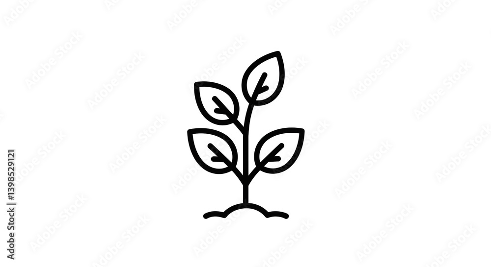 A tiny sprout bravely reaching for the sun, symbolizing growth, hope, and new beginnings with simple black line art on a white background. A tiny sprout bravely reaching for the sun, symbolizing growth, hope, and new beginnings with simple black line art on a white background.