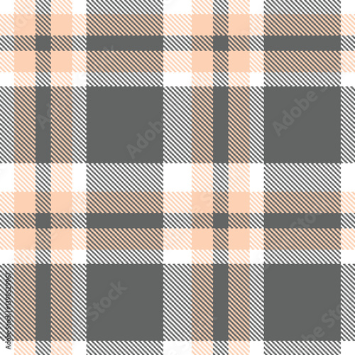 Warm white and Fire light peach Seamless Tartan Textile Design