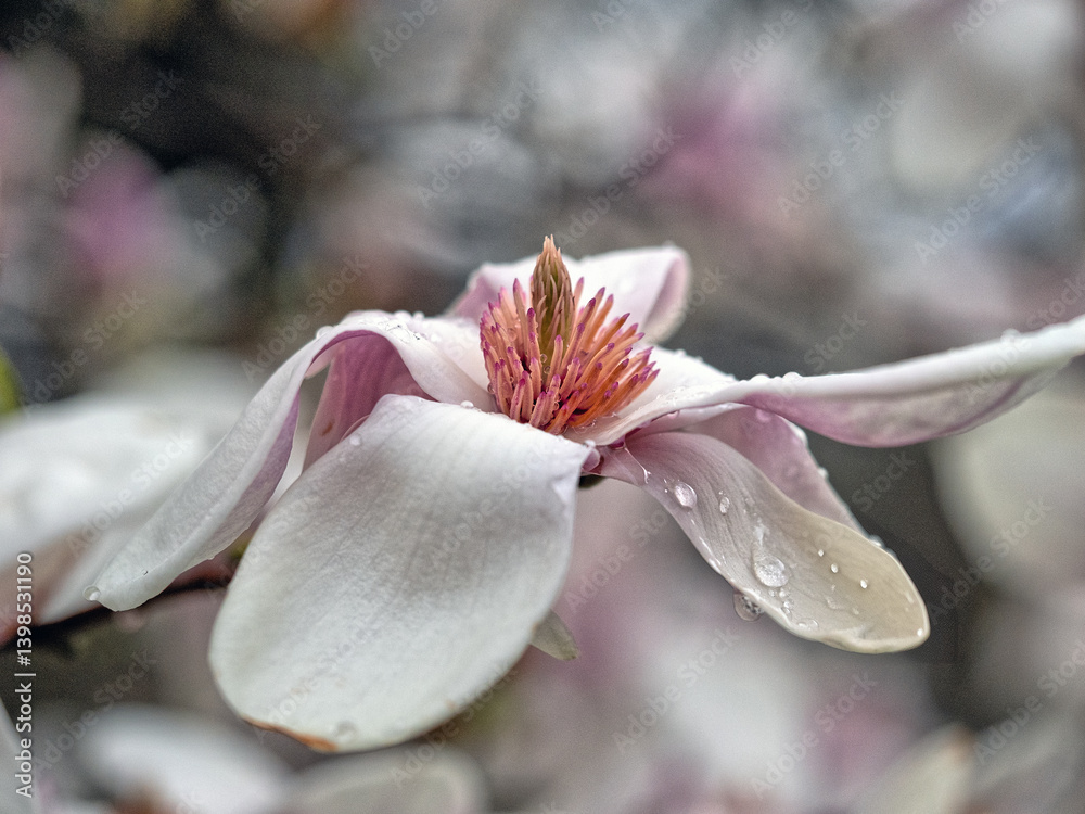 Magnolia tree in bloom in early spring