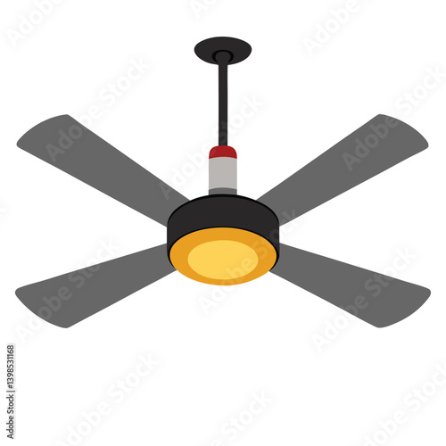 ceiling fan with light on white background 