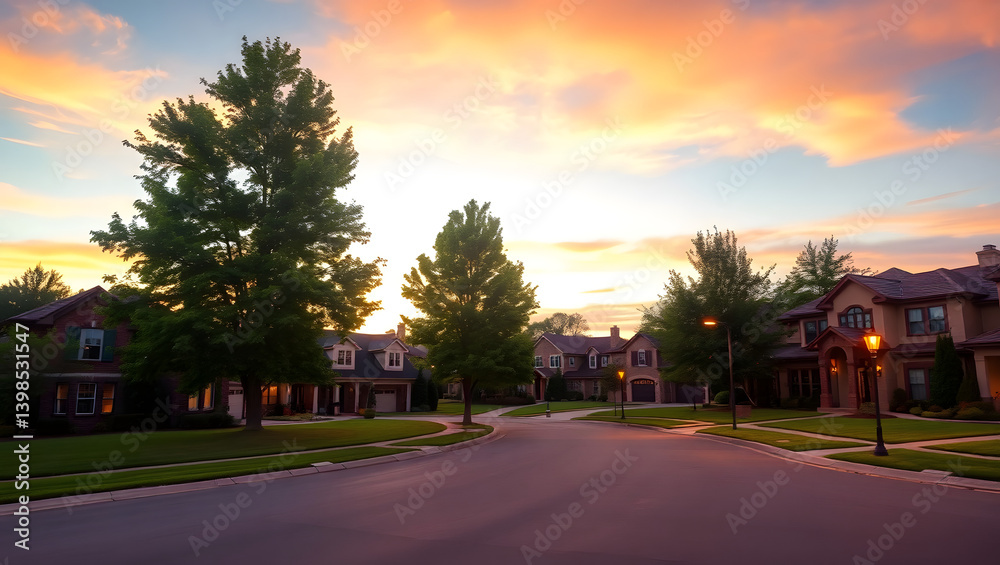 Fototapeta premium sunset in the city, ai generated