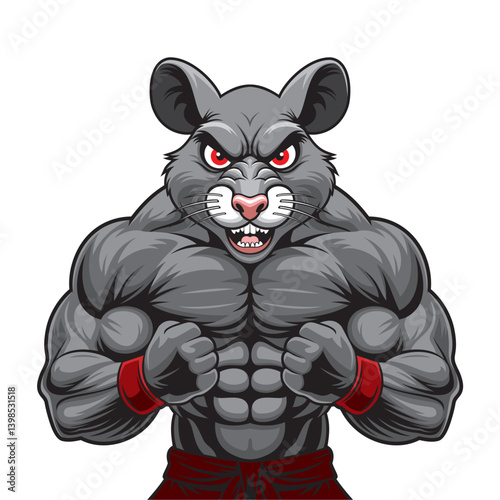 rat mascot vector illustration muscular rat design