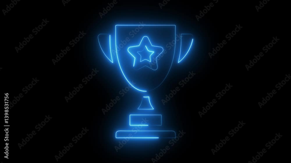 Glowing neon line Award cup icon isolated on black background. Winner trophy symbol. Championship or competition trophy. 4K Video motion graphic animation. Colorful neon light glowing winner cup icon. Glowing neon line Award cup icon isolated on black background. Winner trophy symbol. Championship or competition trophy. 4K Video motion graphic animation. Colorful neon light glowing winner cup icon.