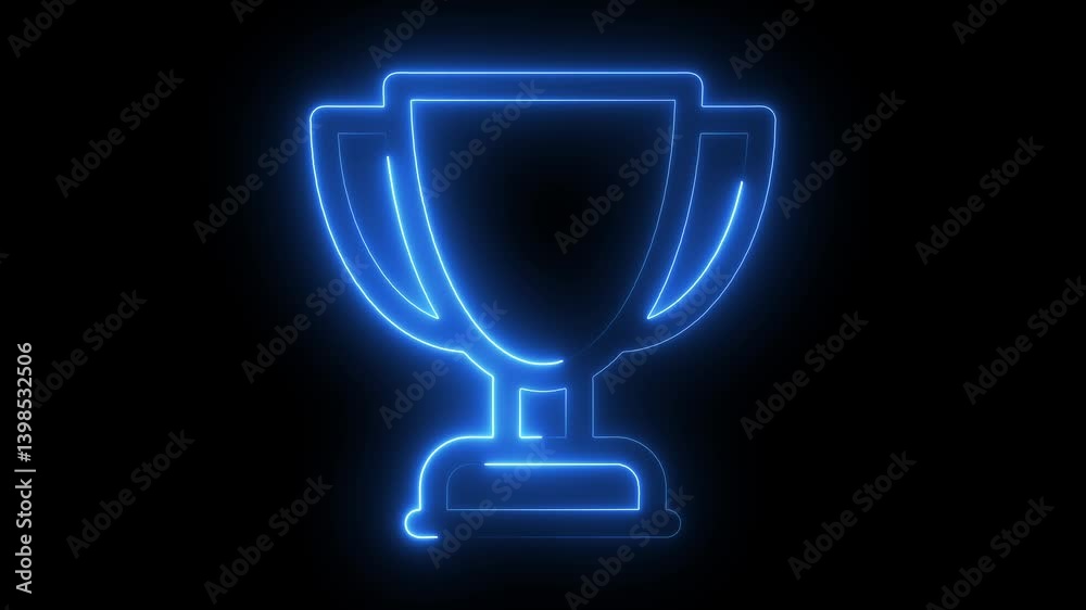 Glowing neon line Award cup icon isolated on black background. Winner trophy symbol. Championship or competition trophy. Sports achievement sign. Victory triumph of person, congratulation on trophy 
