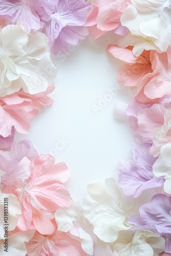 Feminine floral frame featuring subtle pastel hues and airy texture