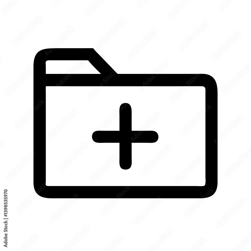 add folder glyph vector flat icon add folder glyph vector flat icon