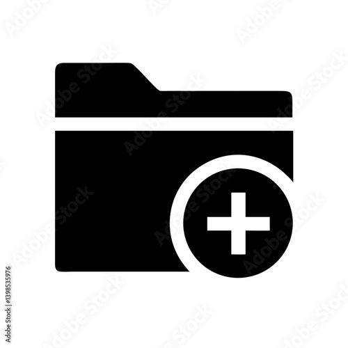 add folder glyph  flat vector icon