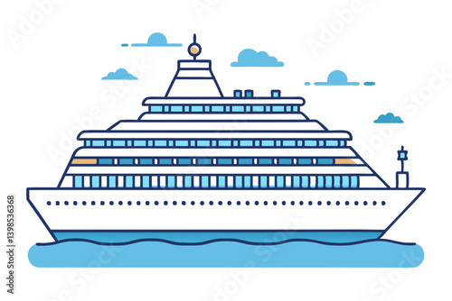Cruise Ship Illustration with Ocean Backdrop