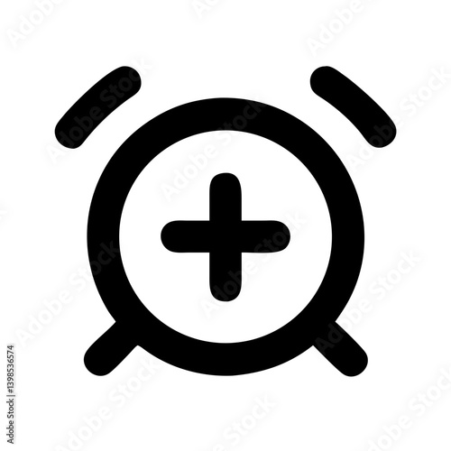 alarm plus glyph  vector flat icon