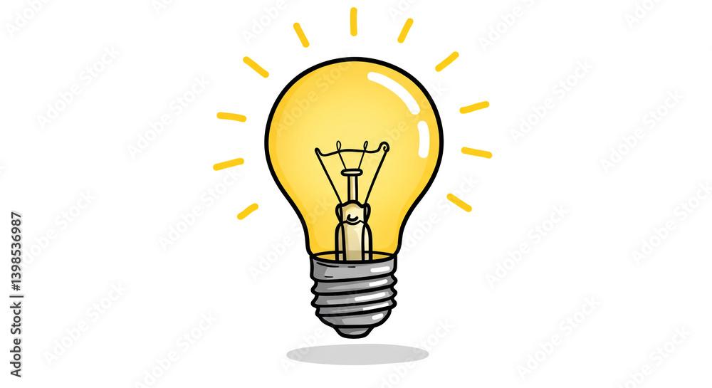 A bright idea bursting with potential, a radiant lightbulb illuminating the path to innovation with hand-drawn style and a yellow glow. A bright idea bursting with potential, a radiant lightbulb illuminating the path to innovation with hand-drawn style and a yellow glow.