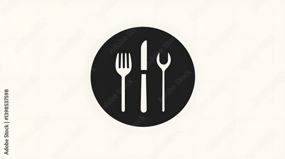 Utensils of Culinary Arts: A minimalist black and white illustration featuring a fork, knife, and spoon, set against a simple background, ideal for culinary concepts and food service themes. Utensils of Culinary Arts: A minimalist black and white illustration featuring a fork, knife, and spoon, set against a simple background, ideal for culinary concepts and food service themes.