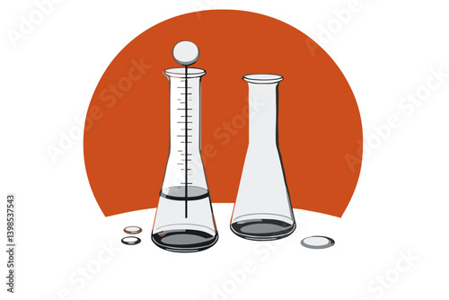 Simple certified lab logo featuring laboratory flasks against a bold circular background