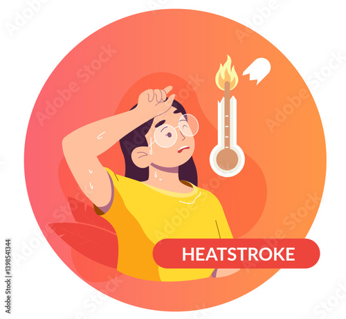 Heat Stroke - Hot Summer - Stock Illustration