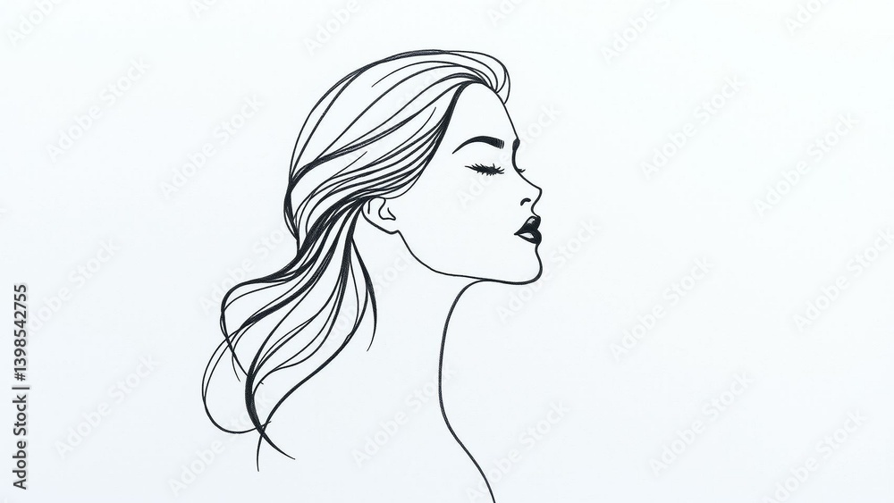 Minimalistic Elegance A Photorealistic OneLine Drawing of a Womans Profile Minimalistic Elegance A Photorealistic OneLine Drawing of a Womans Profile