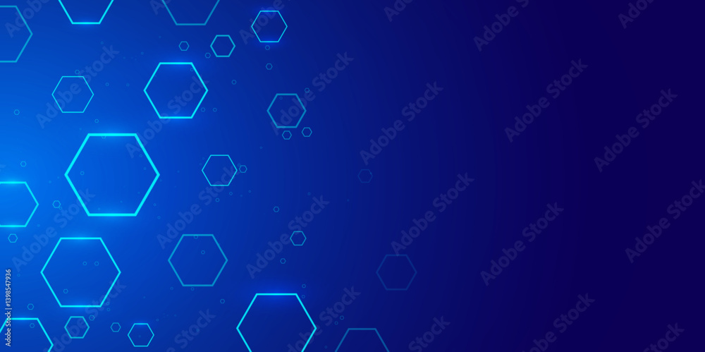 Fototapeta premium Abstract Blue Technology Background with Hexagonal Shapes. Abstract technology background. Vector. Hexagon.