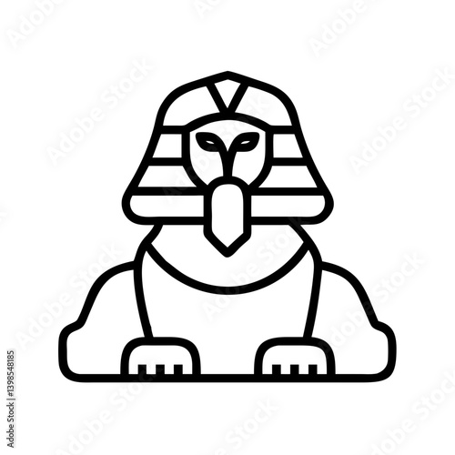 Egyptian sphinx icon vector illustration great sphinx of giza ancient egypt landmark symbol history line art