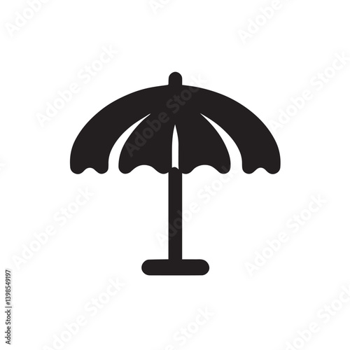 Summer umbrella silhouette isolated on white background