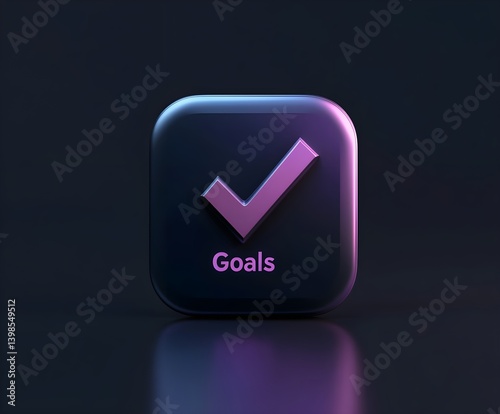 Modern purple and black app icon for an AI feature called Goals with a checkmark.