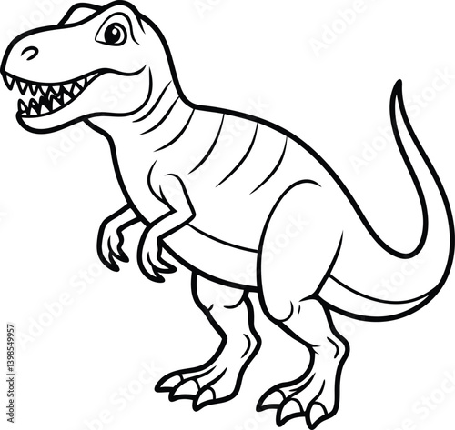 Tyrannosaurus Dinosaur Line Art  in Black and White