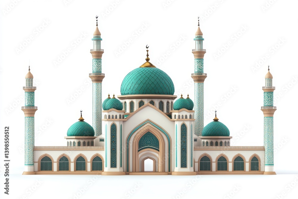 Obraz premium 3D Eid Mubarak Poster Isolated and White Background