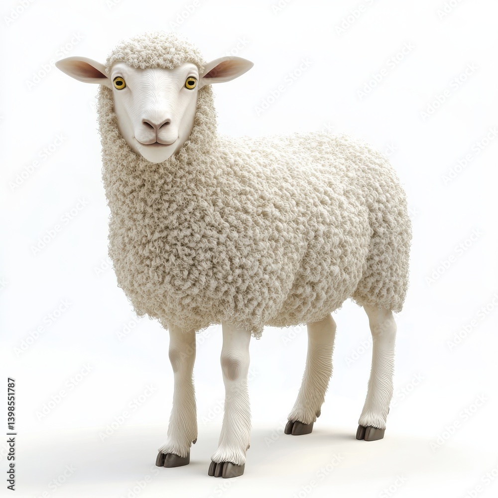 Fototapeta premium 3D Sheep Isolated and White Background