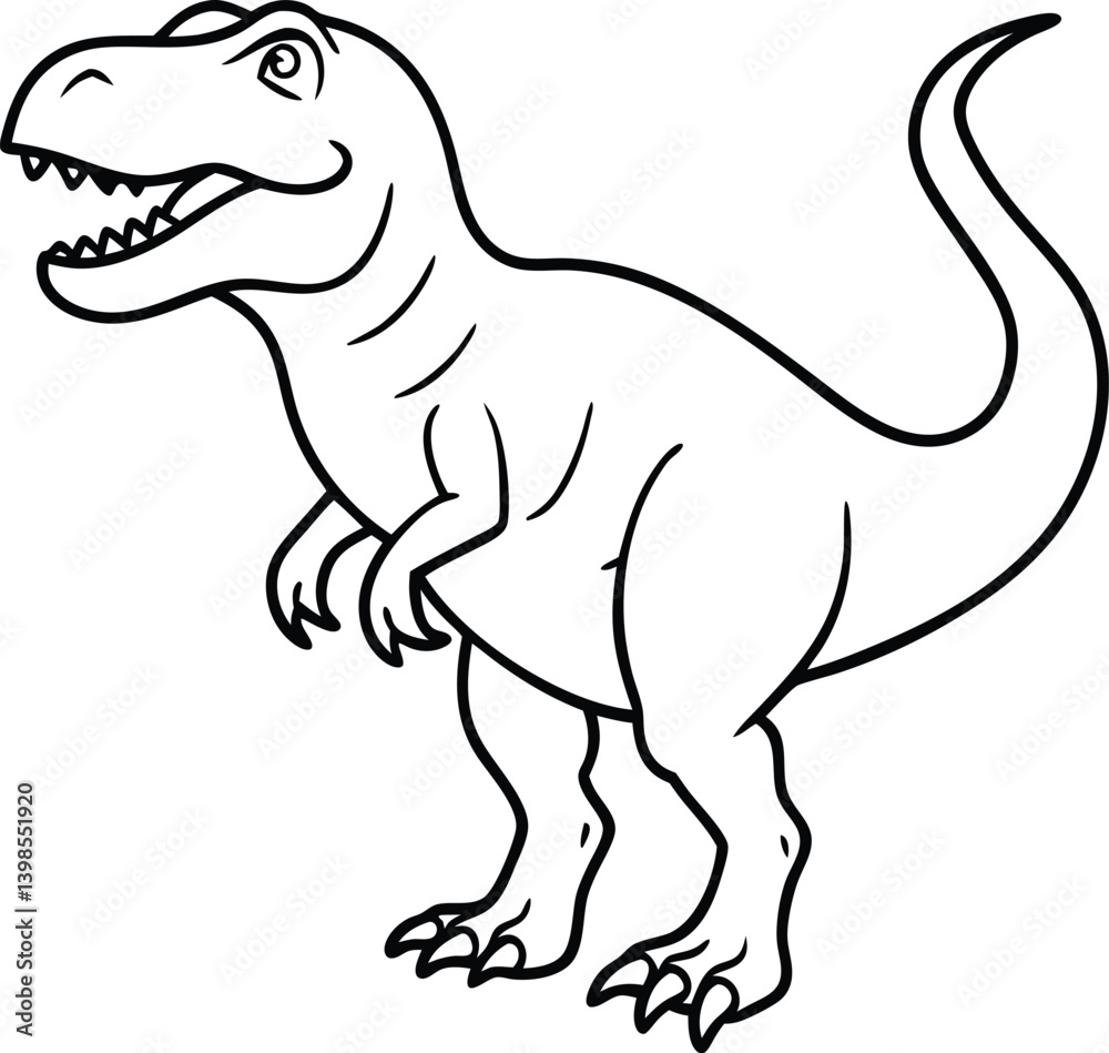 Tyrannosaurus Dinosaur Line Art  in Black and White
