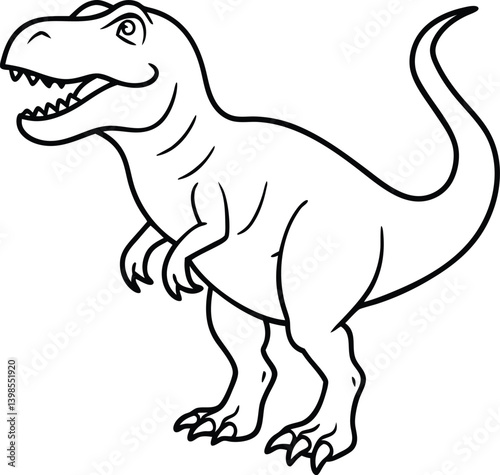 Tyrannosaurus Dinosaur Line Art  in Black and White