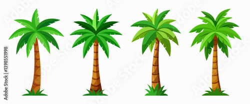 palm tree set silhouette illustration isolated on white background