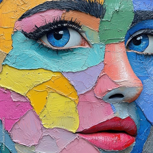 Colorful abstract portrait of a woman's face