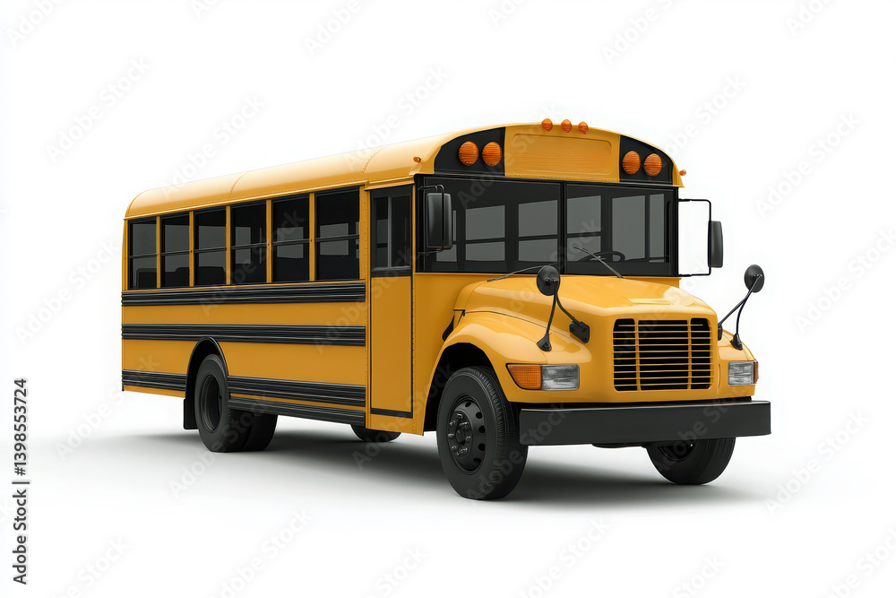A vibrant yellow school bus against a clean white backdrop offering a perfect visual for educational or transportation-themed projects and designs A vibrant yellow school bus against a clean white backdrop offering a perfect visual for educational or transportation-themed projects and designs
