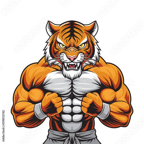tiger mascot vector illustration muscular tiger design