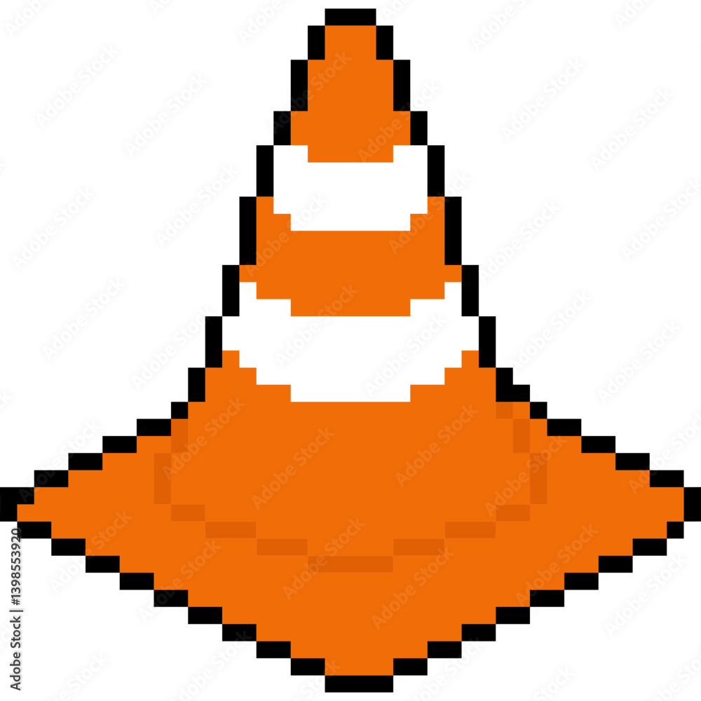 Fototapeta premium Traffic cone. Pixel traffic cone. 8 bit traffic cone flat