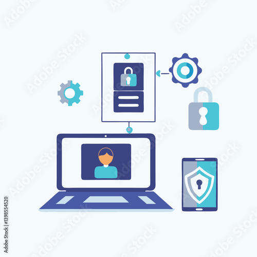 Flat Illustration of Online Data Access Security