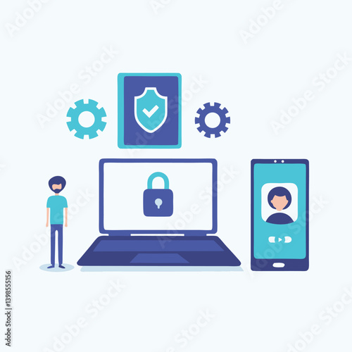 Digital Identity Verification Screen Vector