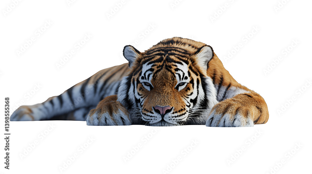 Obraz premium a portrait of an animal lying down on a transparent background, PNG image, PNG file, Generative art.