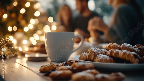 Family gathering, Christmas, warm drink, treats