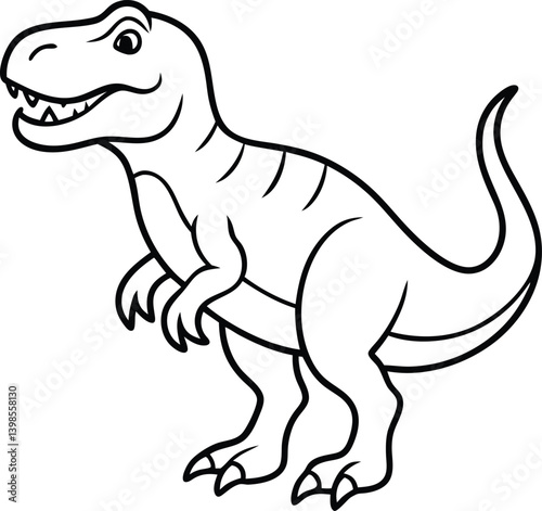 Tyrannosaurus Dinosaur Line Art  in Black and White